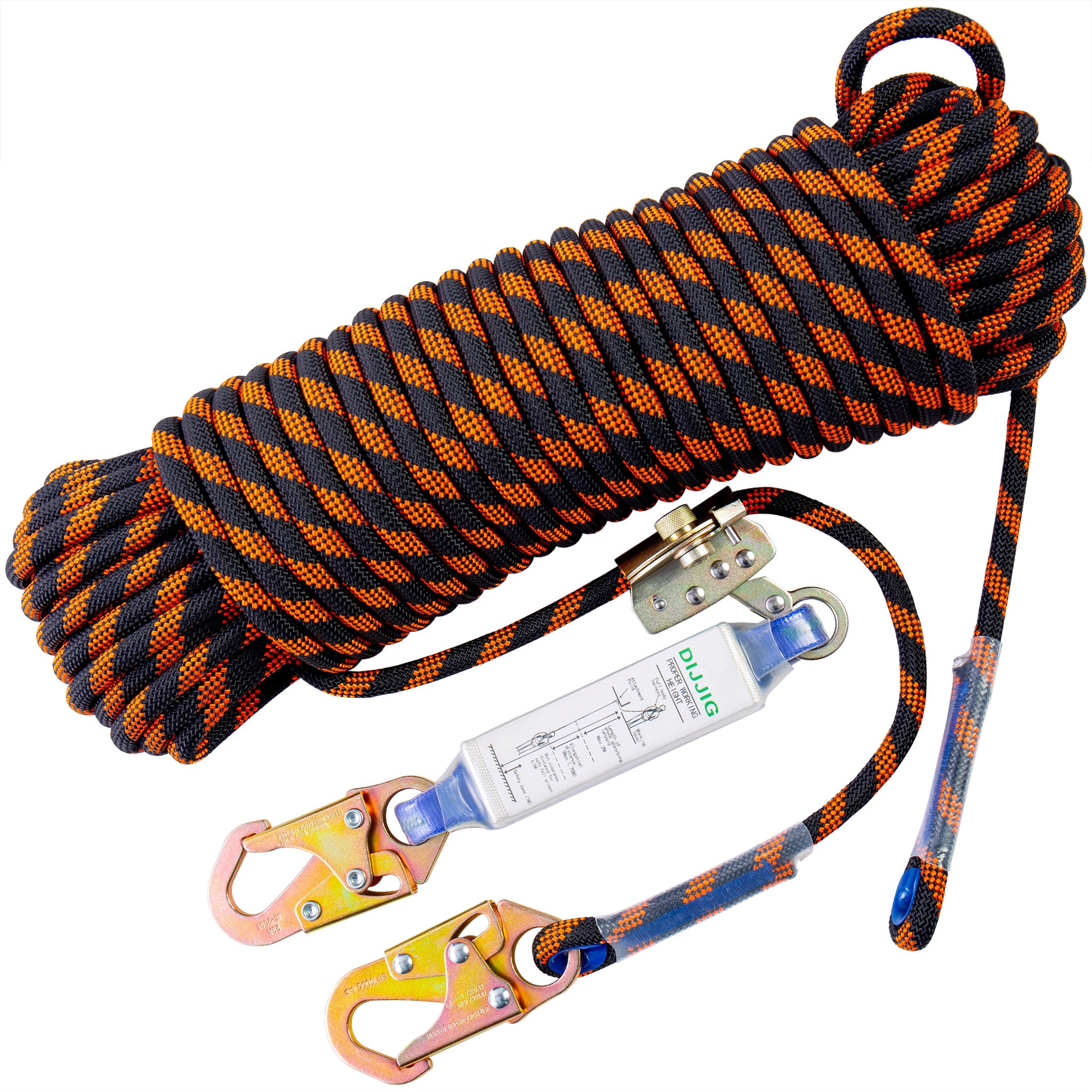 Fall Protection Safety Lanyard Rope, Vertical Lifeline Kit with Grab