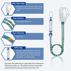 Fall Protection Safety Full Body Harness 5pt Adjustment Safe Comfortable Construction Positioning Harness Extra Long Thick Leg Back Padded Push-Button Quick-Lock Buckles OSHA and ANSI compliant