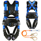 Safety Harness Fall Protection Kit with Shock Absorbing Lanyard & Suspension Trauma Safety Straps Upgrade Quick Buckles, Roofing Harness Construction Harness