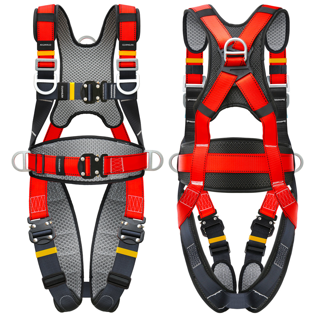 Safety Harness Fall Protection Kit with Shock Absorbing Lanyard & Suspension Trauma Safety Straps Upgrade Quick Buckles, Roofing Harness Construction Harness