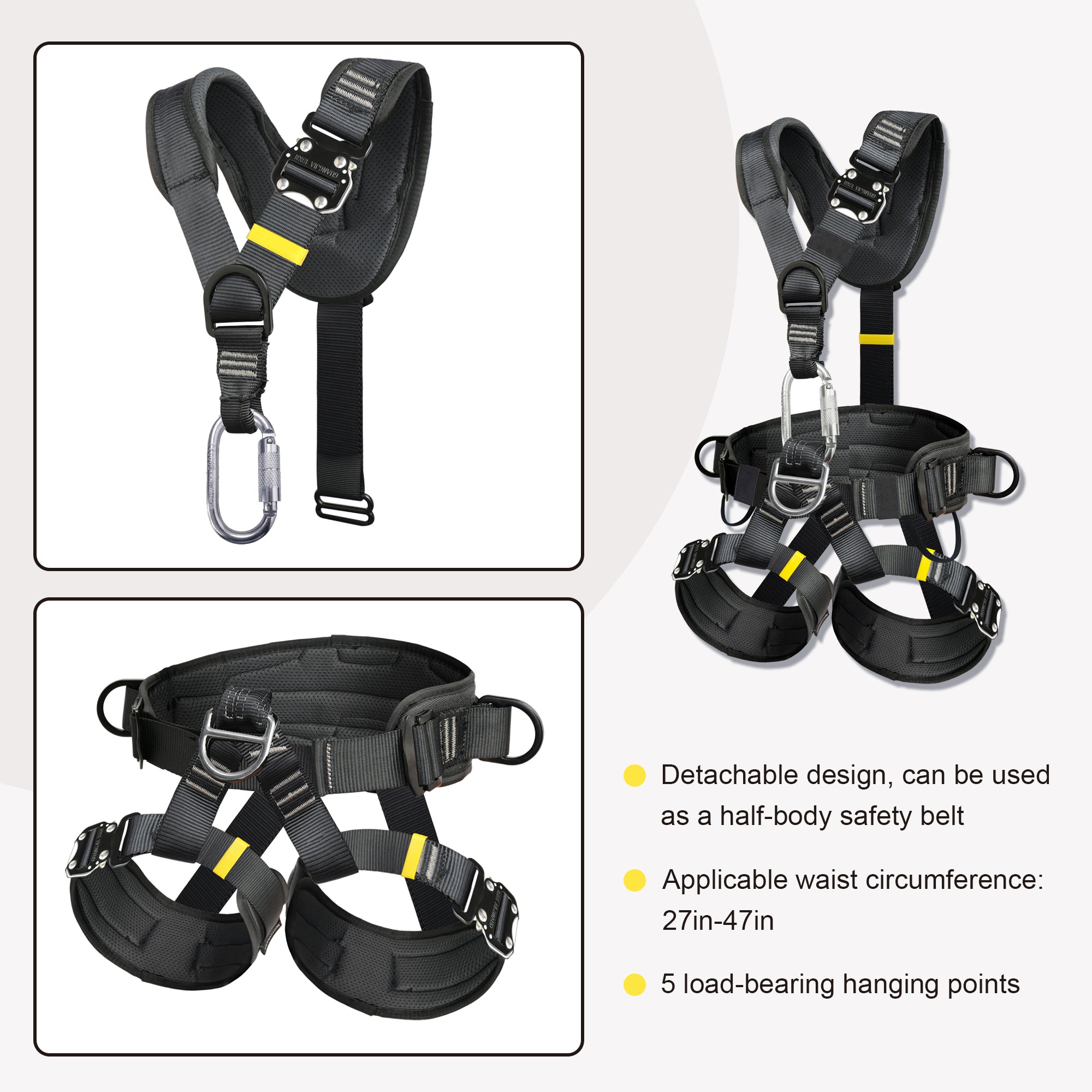 Full Body Climbing Harness Can Be Inverted Thicken Widen Protect Waist Safety Harness Tree Work Rock Climbing Mountaineering Rescuing Work at Height