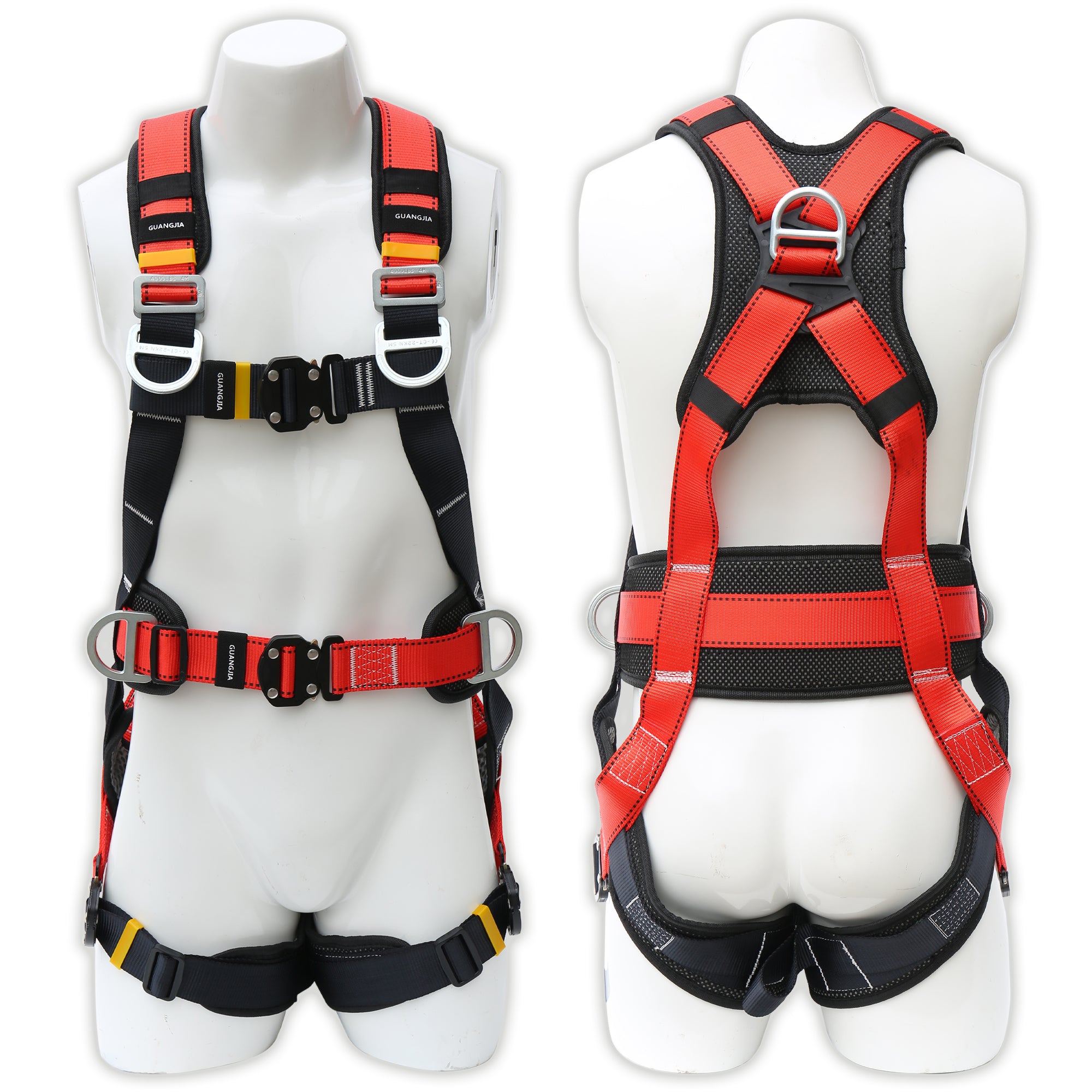 Safety Harness Fall Protection Kit with Shock Absorbing Lanyard & Suspension Trauma Safety Straps Upgrade Quick Buckles, Roofing Harness Construction Harness