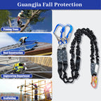 6ft Twin Leg Energy Absorbing Lanyards for Fall Protection, Fall Arrest Safety Lanyards