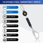 6FT Fall Protection Retractable Lanyard, Self Retracting Lifeline for Construction, Fall Arrest Protection Lanyard, SRL OSHA/ANSI