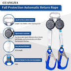 6ft Self Retracting Lifeline Retractable Fall Arrest Construction Roofing/Fall Protection Retractable Safety Lanyard External Shock Absorber Fall Arrest Safety