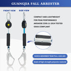 6FT Fall Protection Retractable Lanyard, Self Retracting Lifeline for Construction, Fall Arrest Protection Lanyard, SRL OSHA/ANSI
