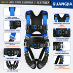 Safety Harness Fall Protection Kit with Shock Absorbing Lanyard & Suspension Trauma Safety Straps Upgrade Quick Buckles, Roofing Harness Construction Harness