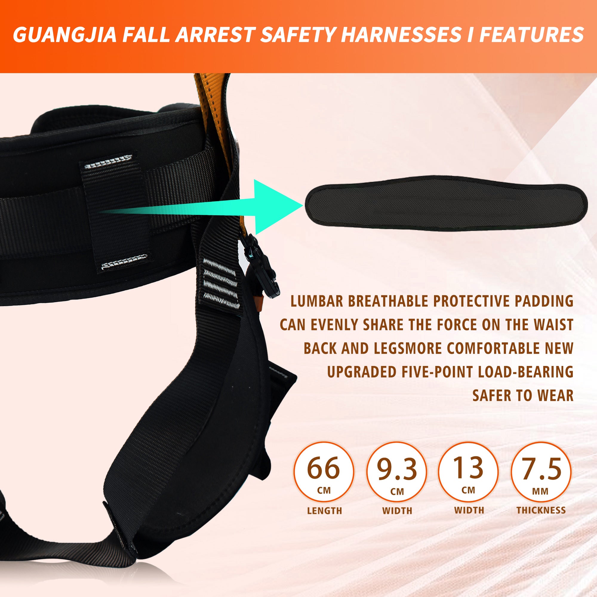 Safety Harness Fall Protection Kit with Shock Absorbing Lanyard, Full Body Working Harness with Safety Straps and Upgraded Quick Buckles (Orange)