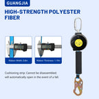6FT Fall Protection Retractable Lanyard, Self Retracting Lifeline for Construction, Fall Arrest Protection Lanyard, SRL OSHA/ANSI