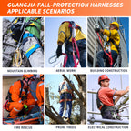 Safety Harness Fall Protection Kit with Shock Absorbing Lanyard, Full Body Working Harness with Safety Straps and Upgraded Quick Buckles (Orange)