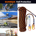 Fall Protection Safety Lanyard Rope, Vertical Lifeline Kit with Grab