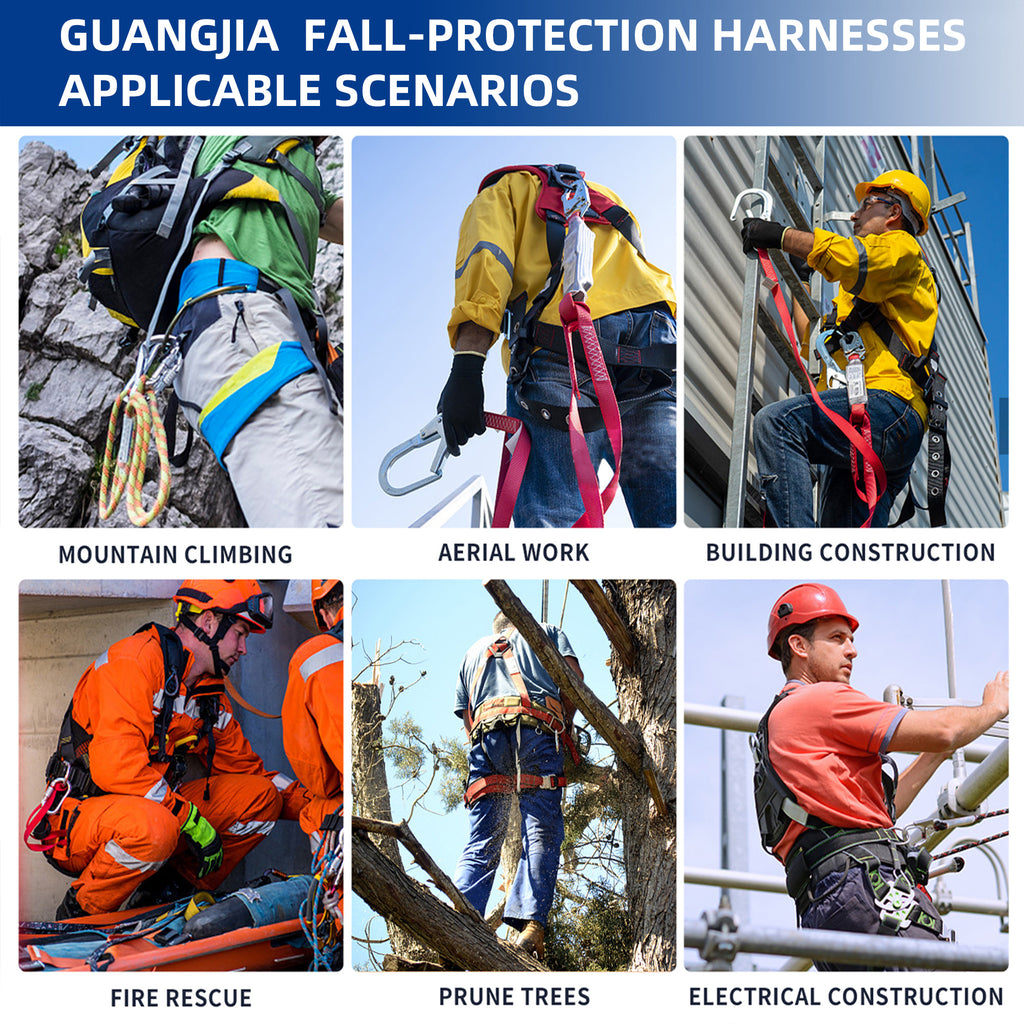 Safety Harness Fall Protection Kit with Shock Absorbing Lanyard & Suspension Trauma Safety Straps Upgrade Quick Buckles, Roofing Harness Construction Harness