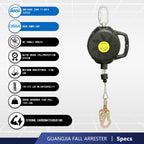 Steel Wire Self Retracting Lifeline, Fall Protection Safety Lanyard, NO Tangle Steel Cable, Class 1 SRL ANSI OSHA Retractable Fall Arrest