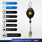 Steel Wire Self Retracting Lifeline, Fall Protection Safety Lanyard, NO Tangle Steel Cable, Class 1 SRL ANSI OSHA Retractable Fall Arrest