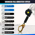 Fall Protection Retractable Lanyard - Fall Arrest System, Industrial Safety Lanyard for Roofing & Construction Positioning, ANSI/OSHA Compliant Lifeline