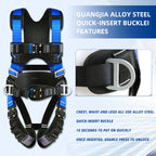 Safety Harness Fall Protection Kit with Shock Absorbing Lanyard & Suspension Trauma Safety Straps Upgrade Quick Buckles, Roofing Harness Construction Harness