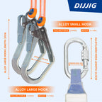 Safety Harness Fall Protection Kit with Shock Absorbing Lanyard, Full Body Working Harness with Safety Straps and Upgraded Quick Buckles (Orange)