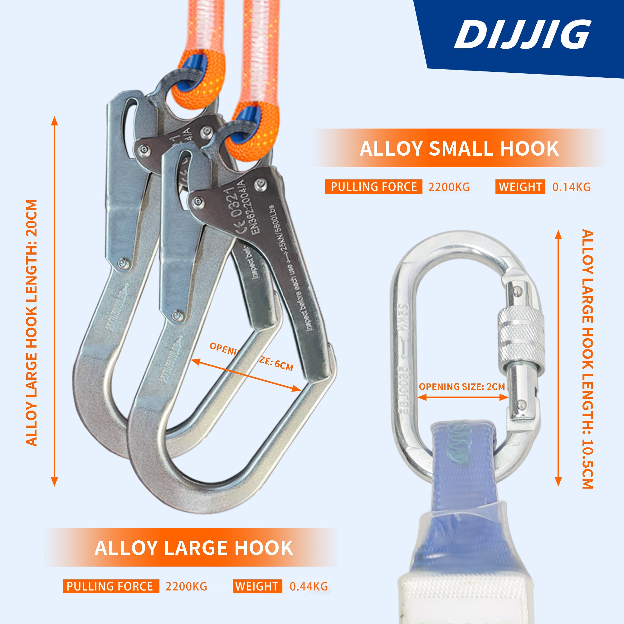 Safety Harness Fall Protection Kit with Shock Absorbing Lanyard, Full Body Working Harness with Safety Straps and Upgraded Quick Buckles (Orange)