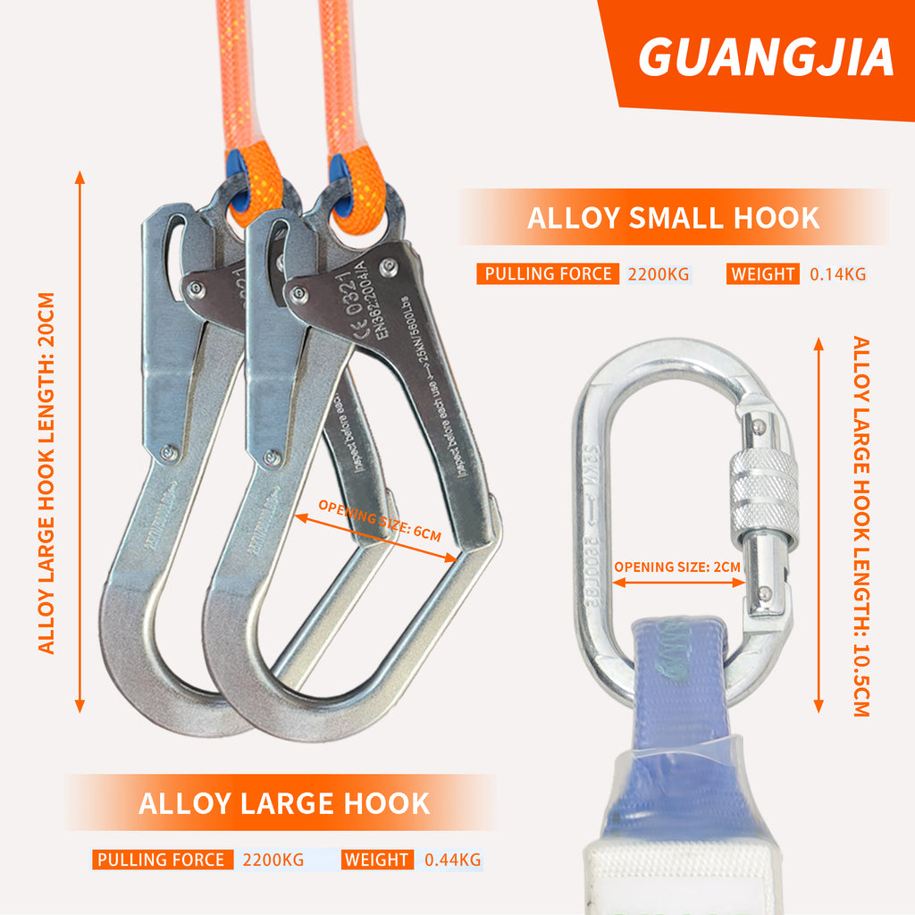 Safety Harness Fall Protection Kit with Shock Absorbing Lanyard, Full Body Working Harness with Safety Straps and Upgraded Quick Buckles (Orange)