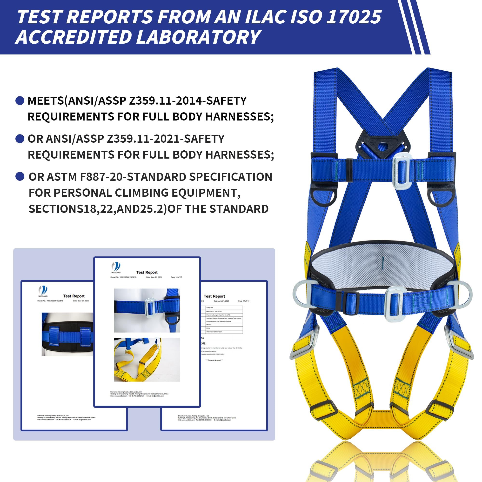 Full Body Work Harness, Universal Full Body Protection with Dorsal D-ring and Mating Buckle Legs