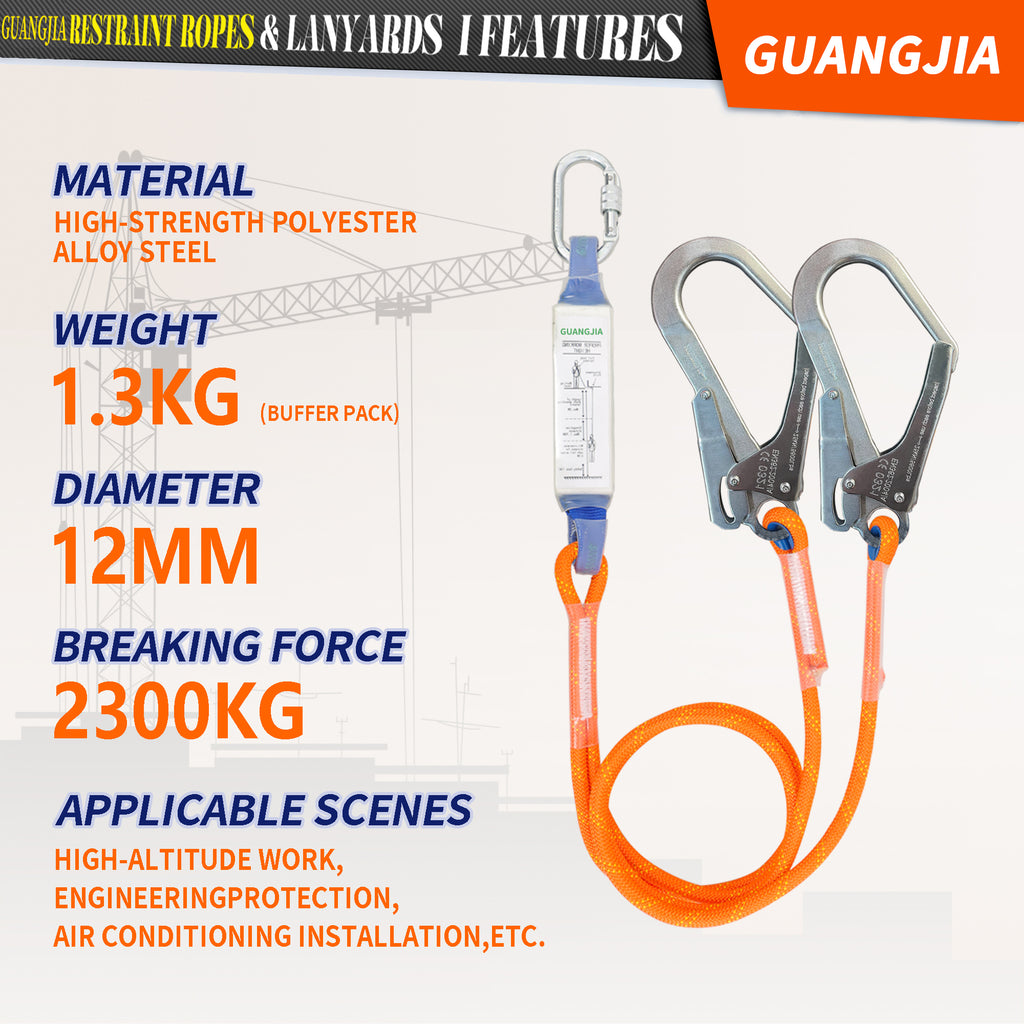 Safety Harness Fall Protection Kit with Shock Absorbing Lanyard, Full Body Working Harness with Safety Straps and Upgraded Quick Buckles (Orange)