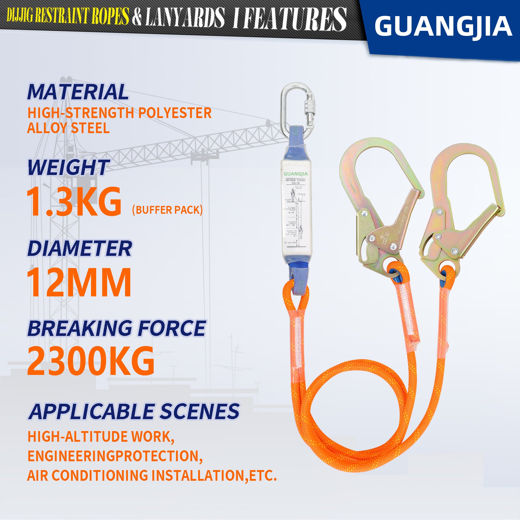 Safety Harness Fall Protection Kit with Shock Absorbing Lanyard & Suspension Trauma Safety Straps Upgrade Quick Buckles, Roofing Harness Construction Harness